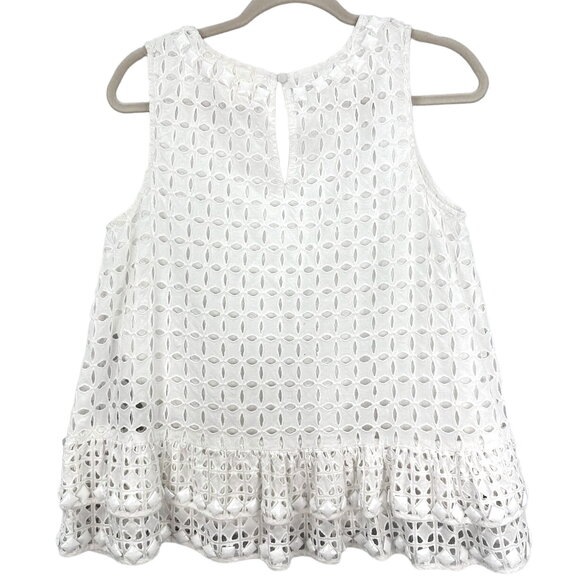 Anthropologie Maeve Monika White Beaded Eyelet Sleeveless Blouse size Small - Picture 5 of 8